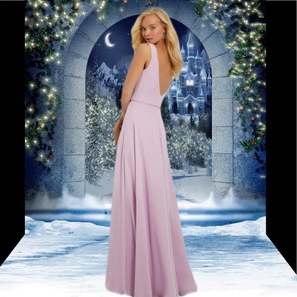 morilee chiffon bridesmaid dresses Dusty Rose Satin Maxi Wrap Bridesmaid Dress for Weddings main image 1